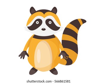 Cute Flat Animal Character Logo - Raccoon