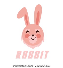 Cute Flat Animal Rabbit Vector by Pentink Studio