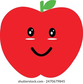 Cute Flat Apple  Emoticon Illustration