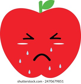 Cute Flat Apple  Emoticon Illustration