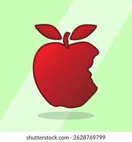 Cute flat apple fruit vector icon image silhouette, clipart, cartoon, animated vector illustration design for logo, children book and for learning fruits and alphabet with color backgorund