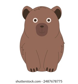 Cute flat australian Wombat. Fun Capybara isolated white background. Simple layout vector illustration can used template cloth decor, kids t-shirt print. Editable stroke. EPS 10