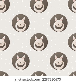 Kleiner, flacher Babypazier mit Hase. Vektorgrafik nahtloses Muster.