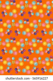 Cute flat background, vector pattern with forget-me-not flowers. Seamless vector floral pattern for cushion, pillow, bandanna, silk kerchief or shawl fabric print. Texture for clothes, bedclothes