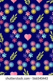 Cute flat background, vector pattern with forget-me-not flowers. Seamless vector floral pattern for cushion, pillow, bandanna, silk kerchief or shawl fabric print. Texture for clothes, bedclothes