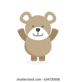 cute flat bear character with happy face
