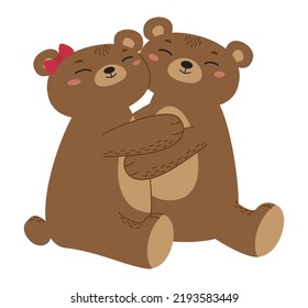 Cute flat bear isolated on white background