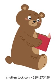 Cute flat bear isolated on white background