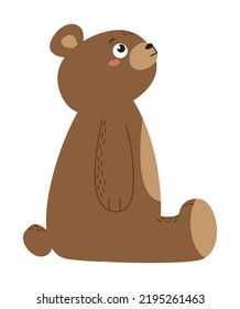 Cute flat bear isolated on white background