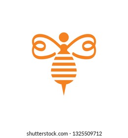 Cute flat bee character