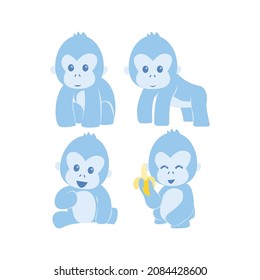 Cute Flat blue Chimpanzee Collection
