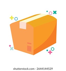 A cute flat box vector icon with playful design, representing delivery, logistics, shipping, or ecommerce. Great for UI, business, warehouse, packaging, or transport visual assets and infographics.
