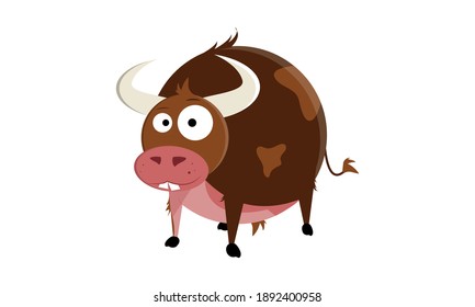 Cute flat bull taurus vector illustartion isolated Modern. 2021 year symbol 