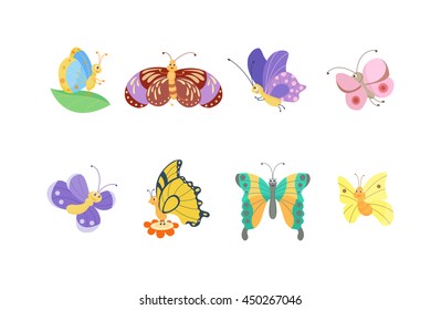 Cute Flat Butterfly Vector