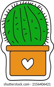 vector de pegatina de cactus plana lindo