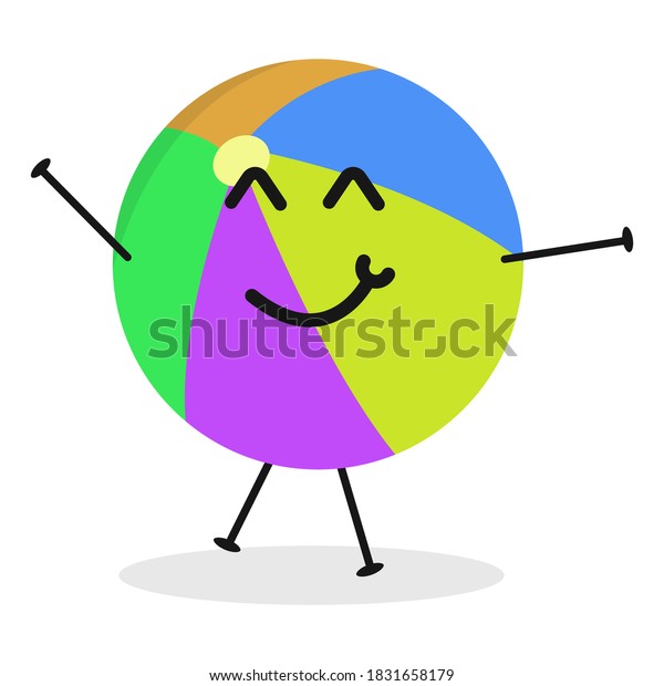 Cute Flat Cartoon Beachball Illustration Vector Stock Vector (Royalty