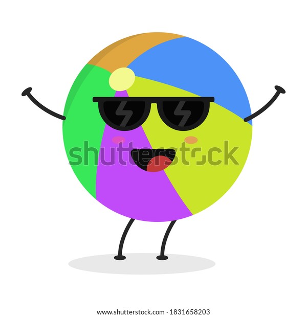 Cute Flat Cartoon Beachball Illustration Vector Stock Vector (Royalty