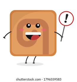 Bizcocho de caricatura plana con una ilustración. Ilustración vectorial de una linda galleta con una expresión sonriente.