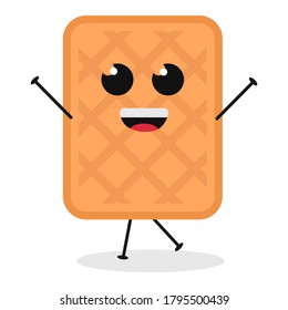 Cute flat cartoon biscuit illustration. Vector illustration of cute biscuit with a smiling expression.