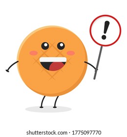 Cute flat cartoon bread holding a sign illustration. Vector illustration of a cute bread with a smiling expression. Cute bread with a sign mascot design