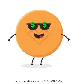 Ilustración de caricaturas planas. Ilustración vectorial de un pan lindo con una expresión sonriente. Diseño de mascota de pan lindo