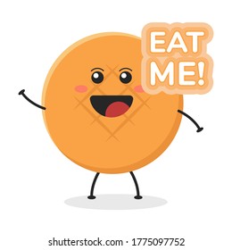 Cute flat cartoon bread illustration. Vector illustration of a cute bread with a smiling expression. Cute bread mascot design