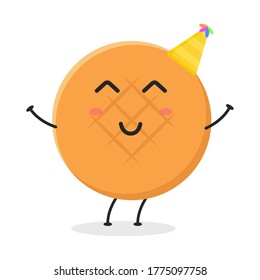 Cute flat cartoon bread illustration. Vector illustration of a cute bread with a smiling expression. Cute bread mascot design