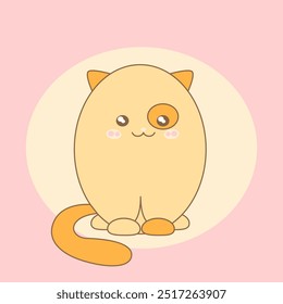 Cute, flat, cartoon cat in kawaii style. Vector illustration.