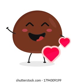 Cute flat cartoon chocolate ball illustration. Vector illustration of cute chocolate ball with a smiling expression.
