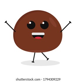 Cute flat cartoon chocolate ball illustration. Vector illustration of cute chocolate ball with a smiling expression.
