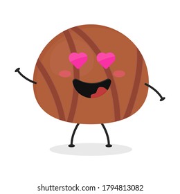 Cute flat cartoon chocolate ball illustration. Vector illustration of cute chocolate ball with a smiling expression.