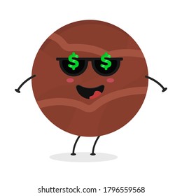 Cute flat cartoon chocolate ball illustration. Vector illustration of cute chocolate ball with a smiling expression.