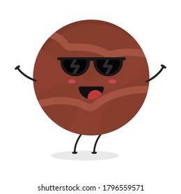 Dibujo plano de la pelota de chocolate con dibujos animados. Ilustración vectorial de una linda bola de chocolate con una expresión sonriente.
