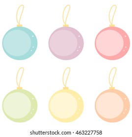 cute flat cartoon colorful christmas balls vector set illustration