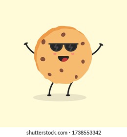 Cute Flat Cartoon Cookies Illustration. Vector illustration of cute cookies with smilling expression. Cute cookies mascot design
