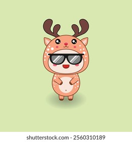 Cute flat cartoon deer mascot. Vector illustration design. Eps 10.