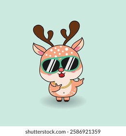 Cute flat cartoon deer mascot. Vector illustration design. Eps 10.