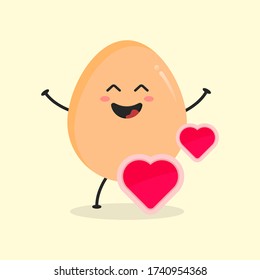 Cute Flat Cartoon Egg Illustration. Vector illustration of cute egg with smilling expression. Cute egg mascot design