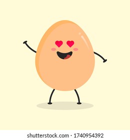 Cute Flat Cartoon Egg Illustration. Vector illustration of cute egg with smilling expression. Cute egg mascot design