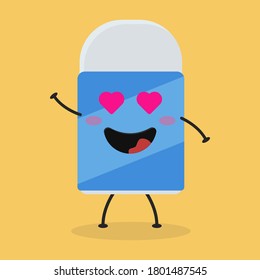 Cute flat cartoon eraser illustration. Vector illustration of cute eraser with a smiling expression.
