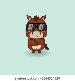 Cute flat cartoon horse. Vector illustration design. Eps 10.