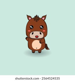 Cute flat cartoon horse. Vector illustration design. Eps 10.