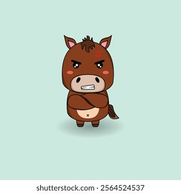 Cute flat cartoon horse. Vector illustration design. Eps 10.