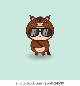 Cute flat cartoon horse. Vector illustration design. Eps 10.