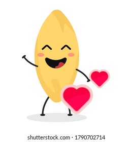 Cute flat cartoon Italian pasta illustration. Vector illustration of cute pasta with a smiling expression.