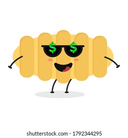 Cute flat cartoon Italian pasta illustration. Vector illustration of cute pasta with a smiling expression.