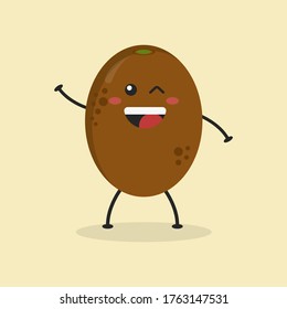 Cute Flat Cartoon Kiwi Illustration. Vector illustration of cute kiwi with a smiling expression. Cute kiwi mascot design