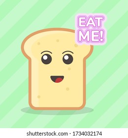 Cute Flat Cartoon Sandwich Illustration. Vector illustration of cute sandwich with smilling expression