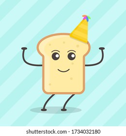 Cute Flat Cartoon Sandwich Illustration. Vector illustration of cute sandwich with smilling expression