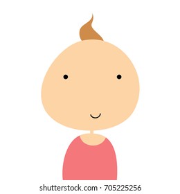 Cute flat cartoon of a smiling kid isolated on white background